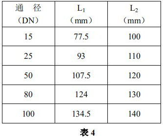 氯气流量计安装尺寸对照表二